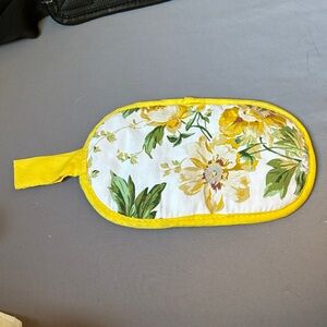 Unbranded Floral Yellow White Kitchen Oven Mitt Hot Pad Home Cooking Baking